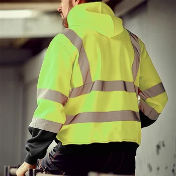 Men s Winter Reflective Hoodie Sweatshirts Long Sleeve 1