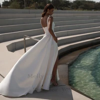 Simple Square Neck Wedding Dresses With Side Silt Elegant Lvory Bridal Gown With Open Back For Woman 2024 New Vestido De Novia 2