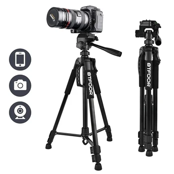 Treppiede da viaggio per telefono, supporto alto in alluminio da 55 pollici, 104 cm, con piastre veloci, per fotocamera digitale reflex reflex reflex Canon Nikon DSLR