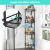 Standing Shower Caddy-4 Tier Stand with Soap Dish, 4 Hooks, Adjustable Feet for Corner-Black 4