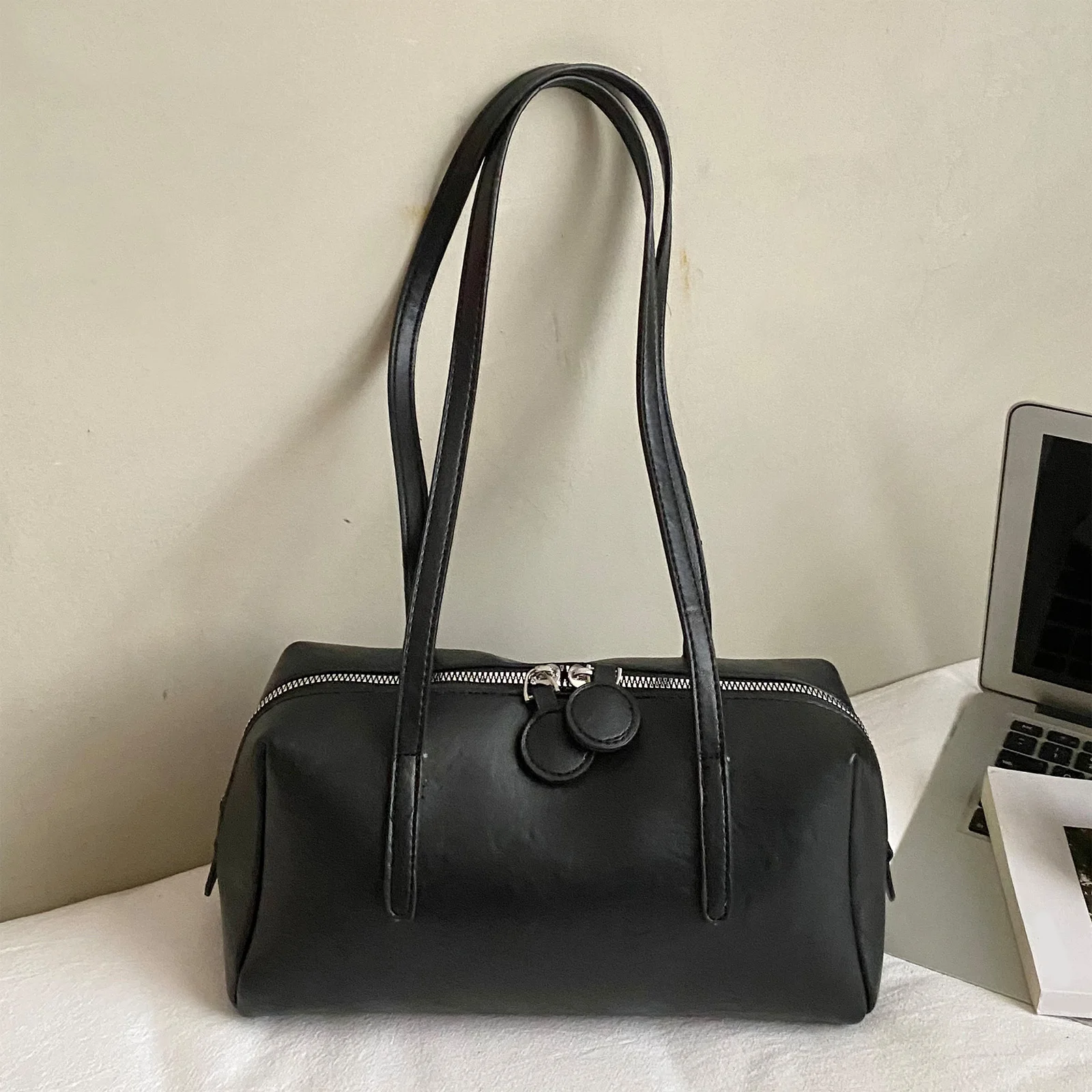 Shoulder Bag Y2k 90s Retro Top Handle Bag PU Leather Designer Handbag for Women Work and Travel