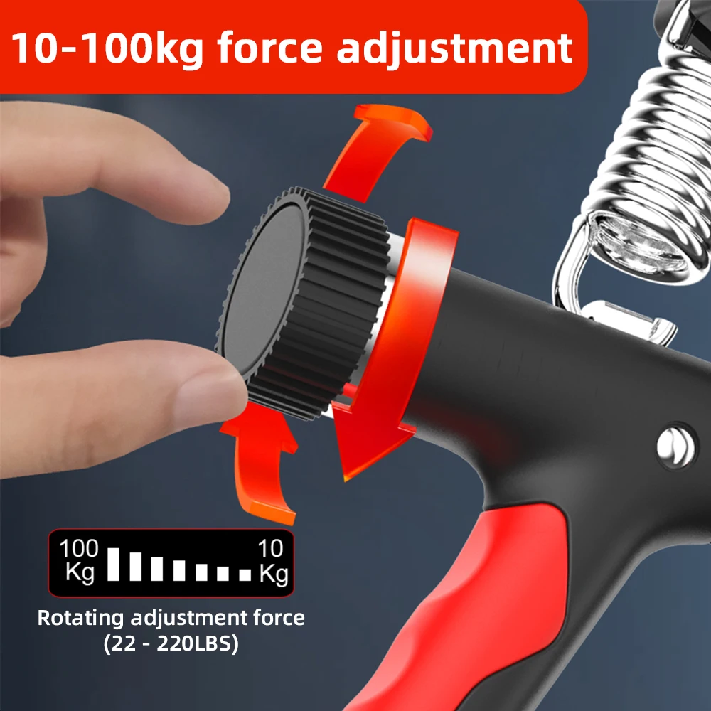 Hand Strengthener 10-100kg Adjustment Counter Forearm Exerciser Wrist Arm Muscle Bodybuilding Finger Expander Train