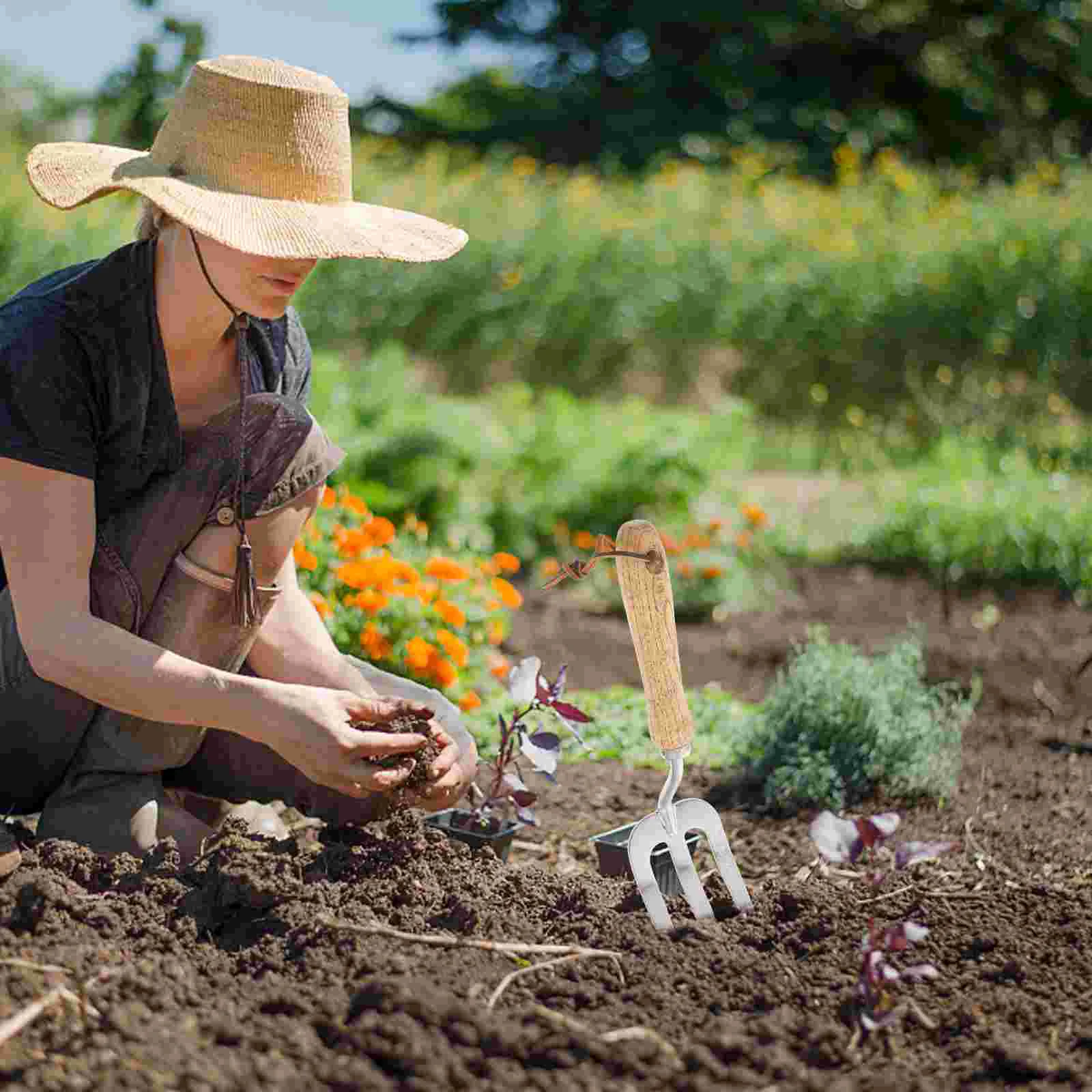 Gardening Tools Hand Trowel Planting Spades Stainless Steel Three-tooth Fork Small Shovels