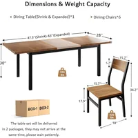 Dining-table, 7-Piece Dining Table Set with 6 Chairs, 63" Extendable Kitchen Table & Chairs Set for 4-6, Dining RoomTable 2