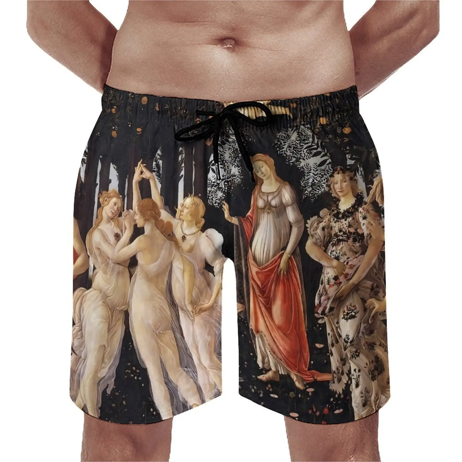 

Шорты для серфинга Sandros Botticelli, летние пляжные шорты Primivera для мужчин, быстросохнущие повседневные плавки большого размера с принтом