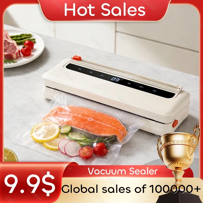 Electric Vacuum Sealer Built-in Cutter Kitchen Food Storage Seal Touch Button Wet Food Sealing Strips Vacuum Packaging Machine 1