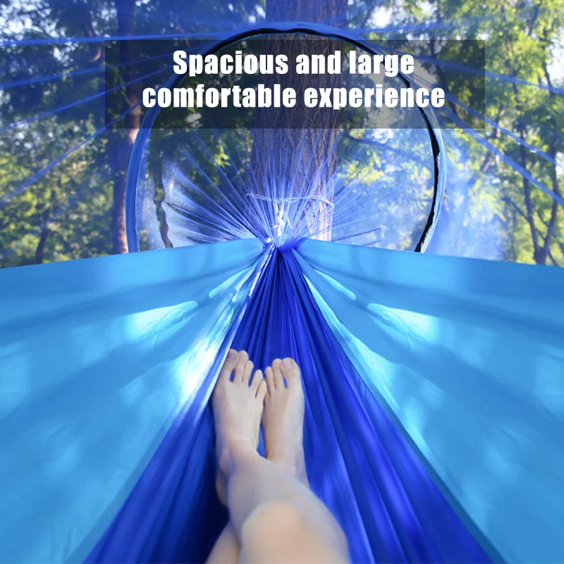 260x140cm Outdoor Double Camping Hammock with Mosquito Net and Rain Fly Tarp Lightweight Parachute Hammocks for Travel Hiking camping hammock