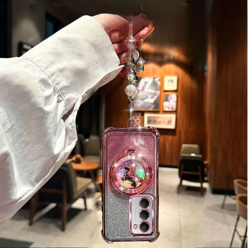 Shockproof Glitter Pony Bracket Beaded Bracelet Phone Case Cover