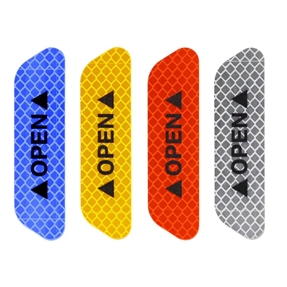 Set Car Door Stickers Universal Safety Warning Mark OPEN High Reflective Auto Driving Safety Reflective Strips