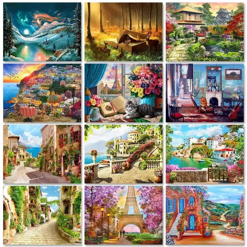 

520295 Harbour Picture Paint By Numbers For Adults Kits Paint By Number Complete Kit Landscape For Wall Art Modern Paintings