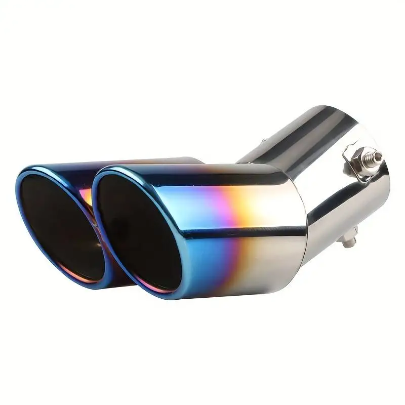 Tail Pipe Muffler Car General One Out Two Grilled Blue Tail Throat Double Pipe Stainless Steel