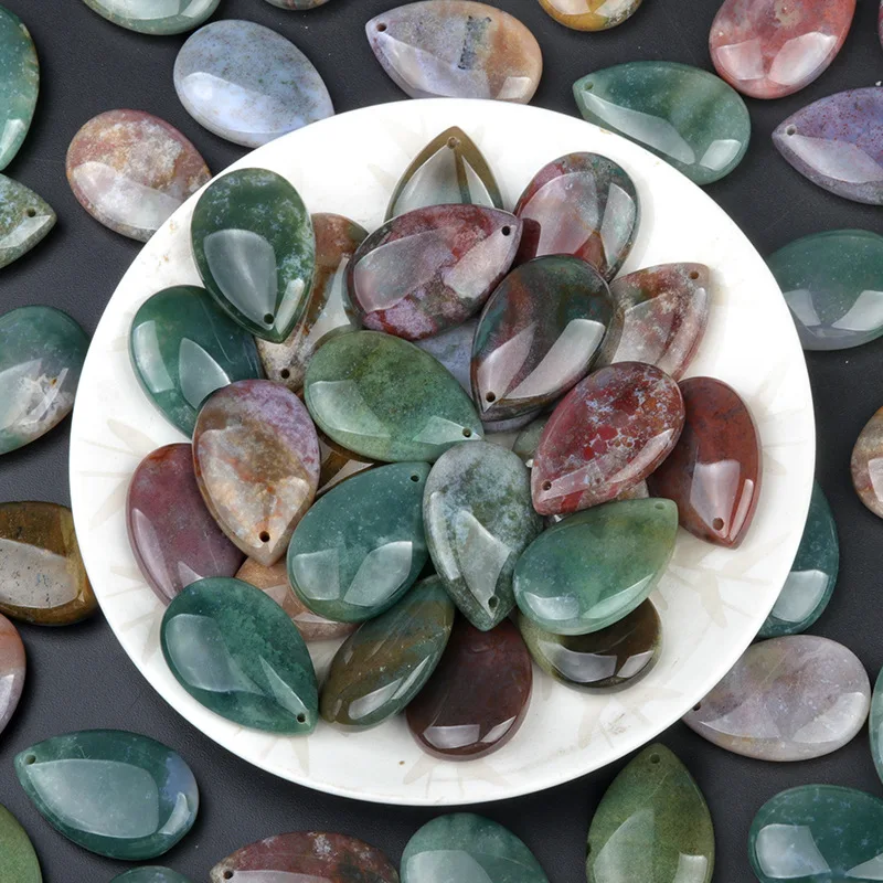 

15pcs Natural Crystal Stone Water Drop Pendant India Agate Quartz Charms for Necklace Jewelry Making ACC