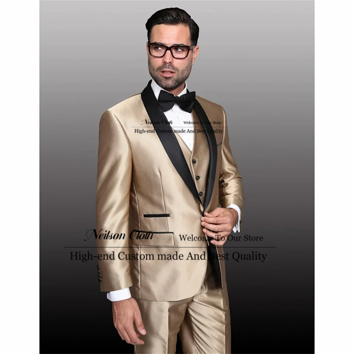 Red Shawl Lapel Jacquard Tuxedos Mens Suits Dinner Jacket 3 Pieces for Groomsman
