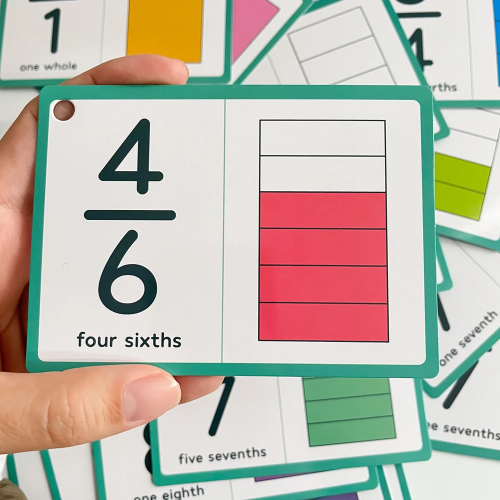 35 Cards Math Fraction Flashcards for Kids Learning toys Teaching aid Whole To Twelfths Great Math Learning Material for Kids