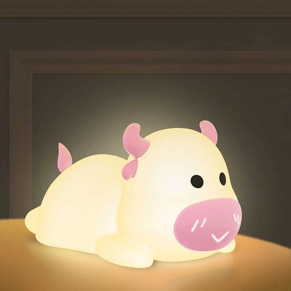 

Cute Cow Tap Light Silicone Bedside Lamp Night-light Bedroom Living Room