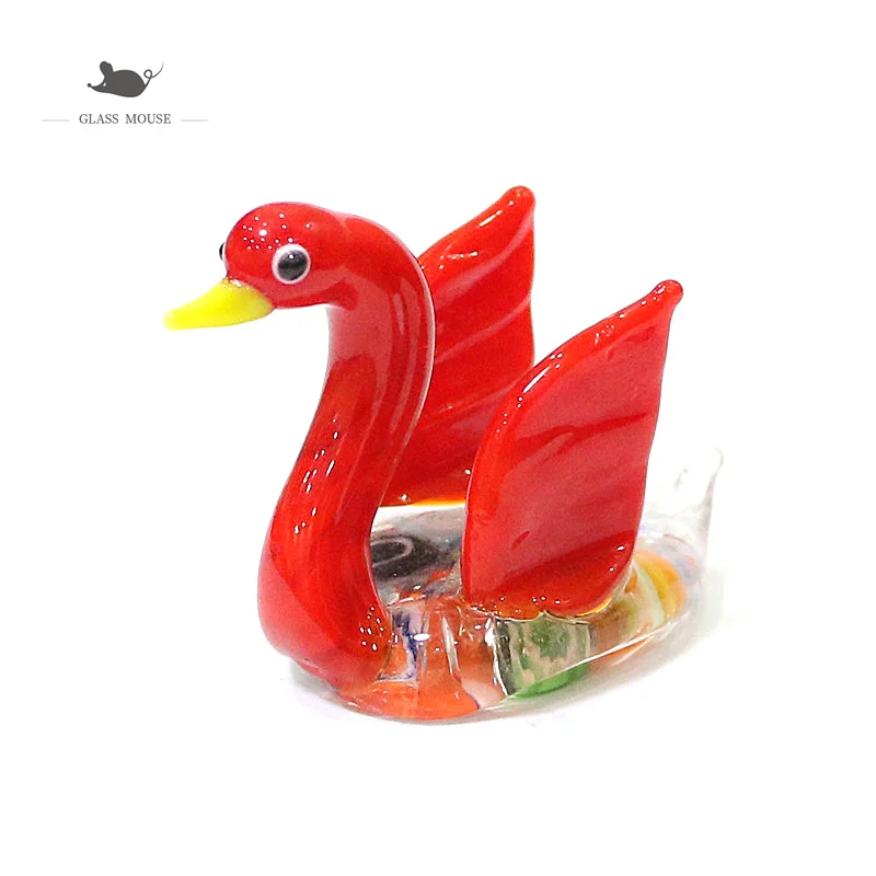 

6 Colors Cute Swan Mini Figurines Glass Craft Ornament Collection Creative Animal Small Statues Home Table Xmas Decor Kids Gifts