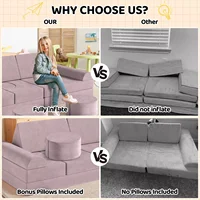 Canapé de jeu modulaire pour enfants, canapé sectionnel pour enfants, meubles de chambre à coucher et de salle de jeux pour tout-petits, mousse convertible et coussin de sol 5
