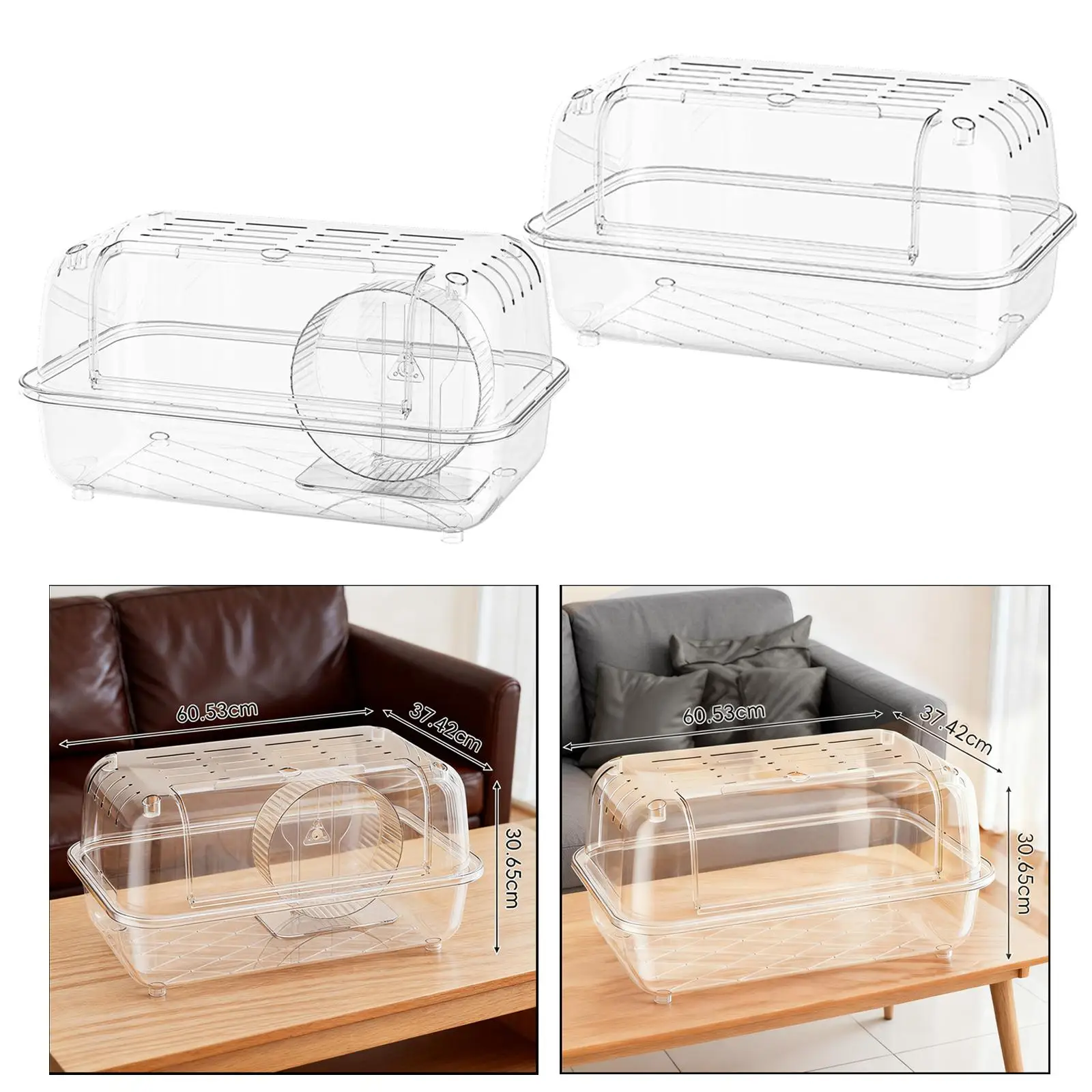 Acrylic Large Hamster Habitat Cage Portable Breathable Enclosure for Guinea Pig Rabbits Small Pets Room