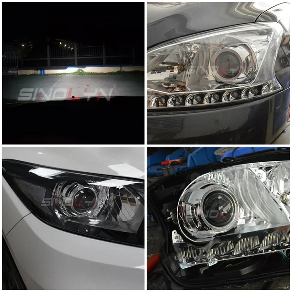Sinolyn HID Projector Headlight Lenses Bi-xenon 3 Inch Lens Super Full Metal H7 H4 Car Accessories Tuning DIY Use H1 Xenon Bulb