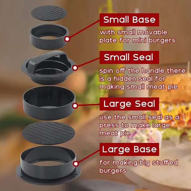 3 Az 1-Ből A Hamburger Sajtó Patty Készítő Nem Tapadós Hús Marhahús Veggie Penész Papírbetétekkel Konyhai Eszközökkel Töltött Hamburgerekhez - Image 2