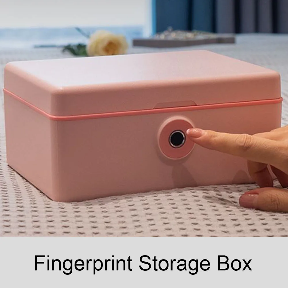 

Fingerprint Storage Box Desktop Jewelry Box Cosmetic Key File Electronic Secret Hidden Piggy Bank Money Box Biometric Safe