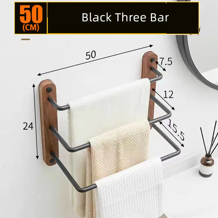  Juego de toalleros plegables de madera maciza para baño montado  en la pared, juego de accesorios de baño con gancho para bata, soporte de  papel higiénico y toallero (color : estante