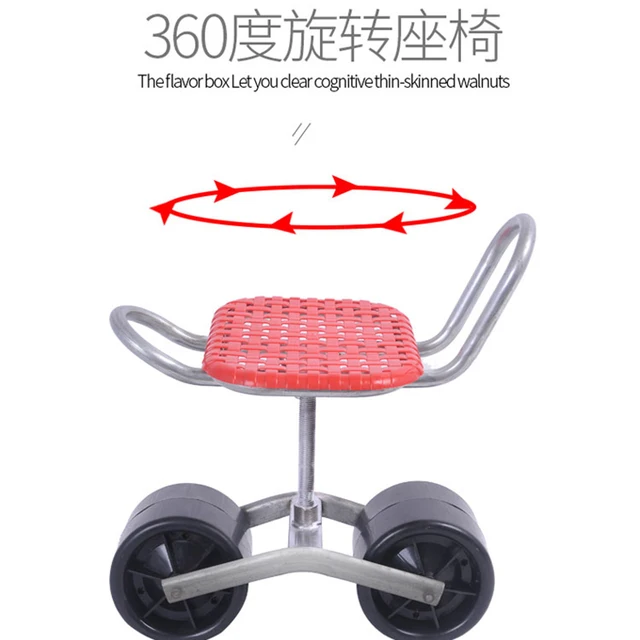 Kerti Kosár Szerszám Ültetés Széklet Kocsi Gördülés Esernyő Tartóval Mozgó Munkaszék 360 Fokos Forgás - Image 4