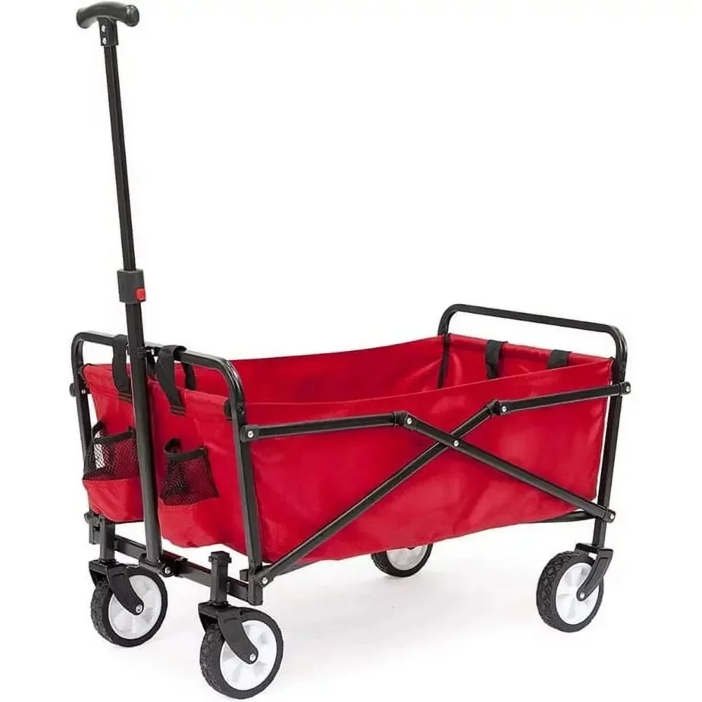 

Seina Compact Outdoor Folding Utility Wagon, RED/Black Shopping Cart, Shopping Trolley