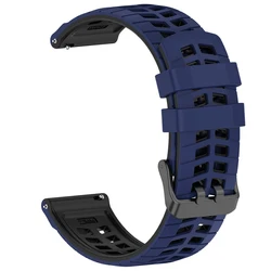 Breathable Silicone Sport Watch Band, 22mm - 22mm Width (Midnight blue Black)
