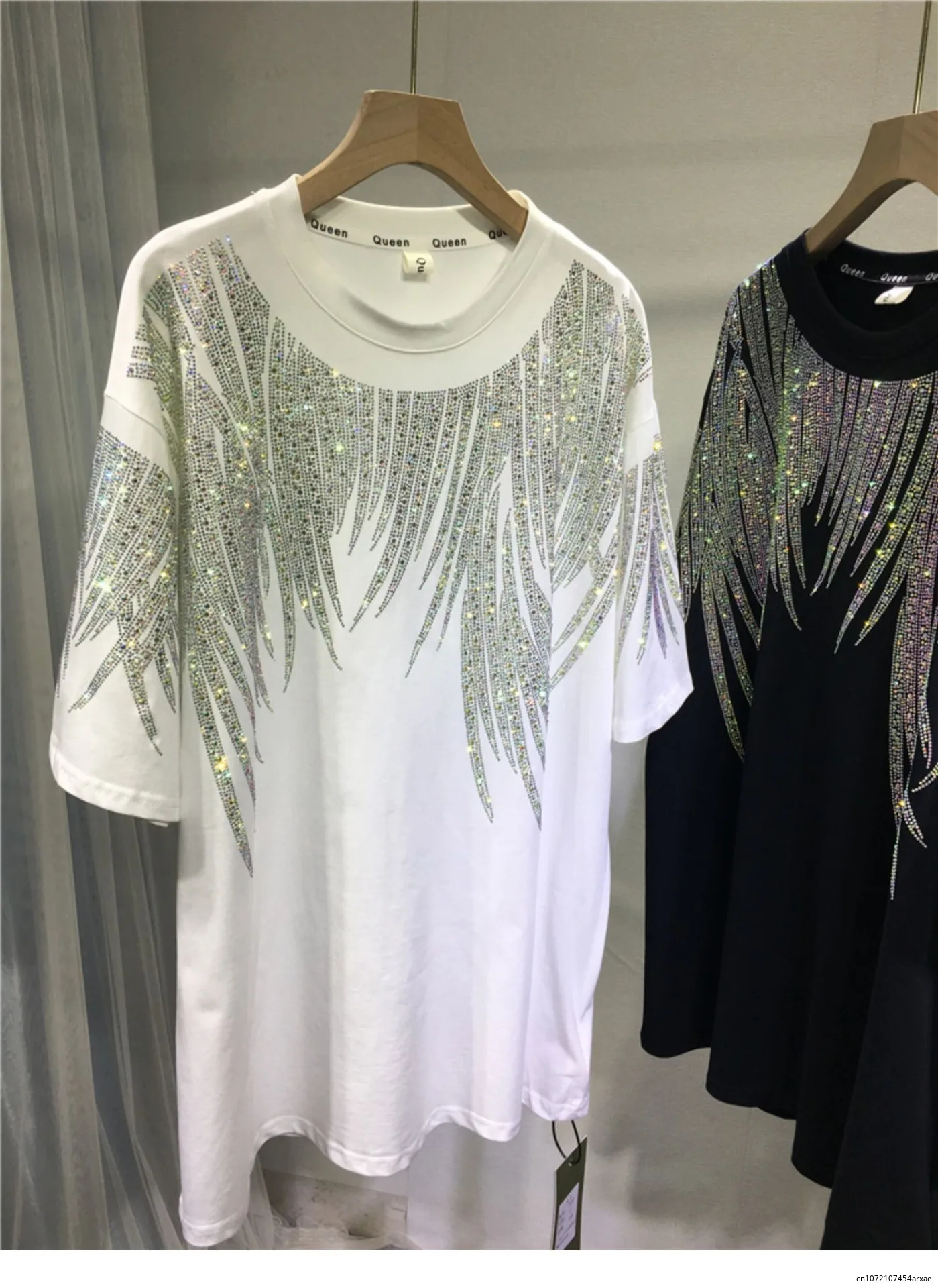 

Summer Harajuku Tees Round Neck Fashion Casual Rhinestone Graphic Printing T-Shirts Luxury Large Size Tunic Women's Clothing Y2K