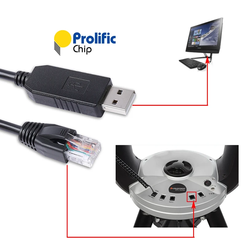 Prefacio Fraternidad télex Cable de puerto USB Prolific a RJ45 RS232 Serial NexRemote PC para conectar  Celestron GPS CPC CGE montaje de telescopio a ordenador| | - AliExpress