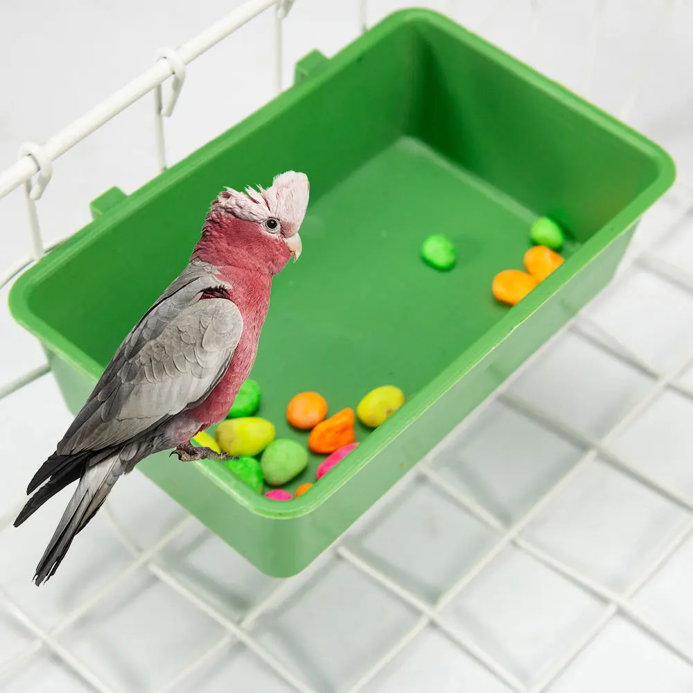 Bird Food Tray Parrot Bathtub Animal Multifunction Cage Standing Wash Shower Box Bird Toys Pet Bird Cleaning Products Birdcage