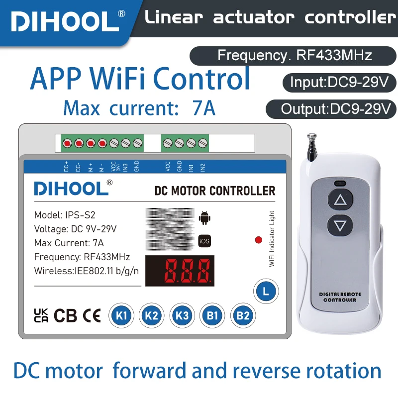 Motor Controlador de Rotação Dianteira e Reversa Controle de Tempo 12v 24v Atuador Linear Controlador App Controle Wifi dc