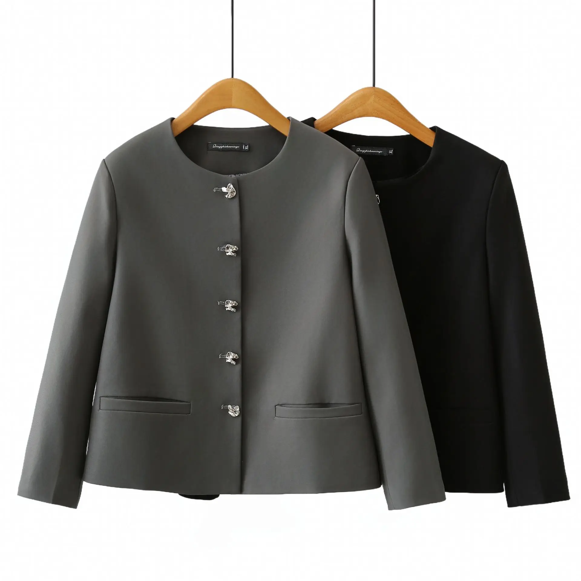 XXXXL Fashion Plus Size Women's Blazer New Autumn Style Stylish And Versatile Chic Style O-Neck Suit Jacket 2513