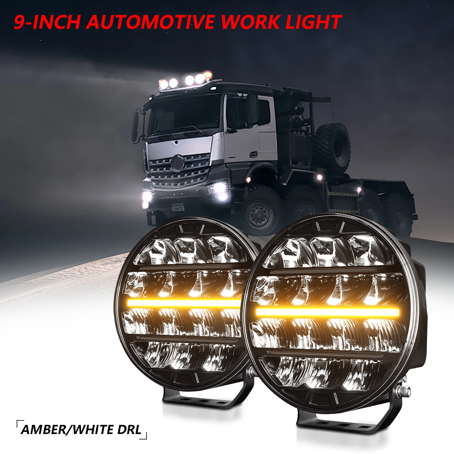 9Inch Work Headlight Bar Vehicle Len Demon Eye Light 6000K Spot Combo Barra LED