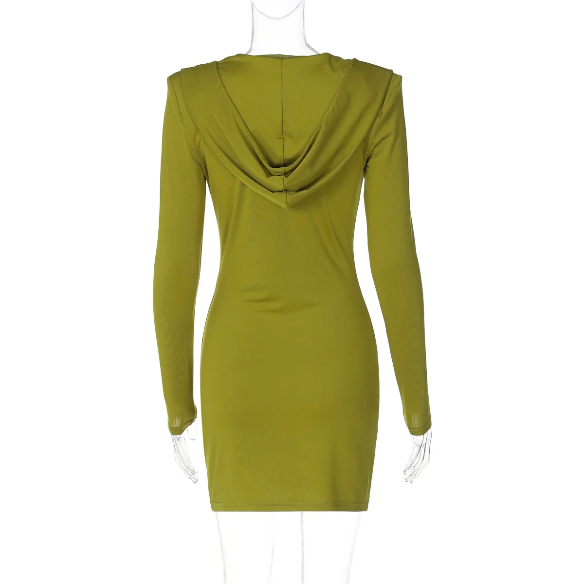 Elegant Deep V Hooded Long Sleeve Solid Bodycon Eveing Dress Mini Wholesale Prom Ladies Dress Autumn Fashion Casual Dress