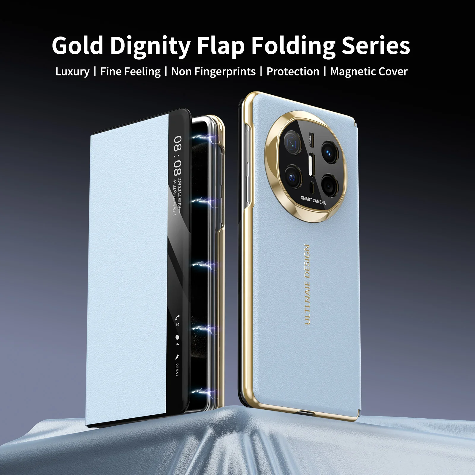 Luxury Electroplated Matte Magnetic Flip Leather Case with Intelligent Window - Full Protective Cover