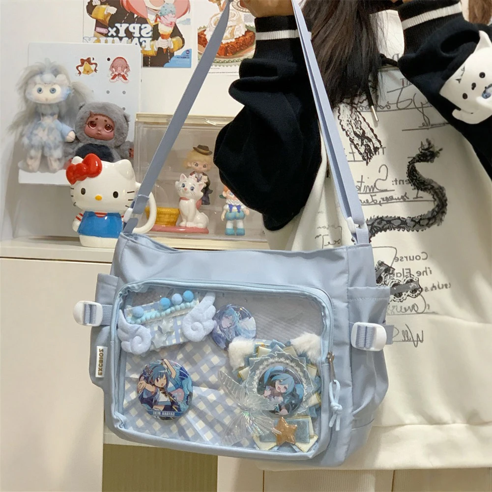 Y2K Trendy Women Ita Bag Lolita Girl Teenagers Transparent Pocket Fashion Crossbody Bag Japanese Cute Clear Shoulder Bag Purse