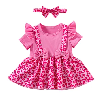 Infant Baby Girls Summer Short Sleeve Rompers Bodysuit With Headbands Playsuits Newborn For Baby Clothes 6 9 12 18 24 Months 4