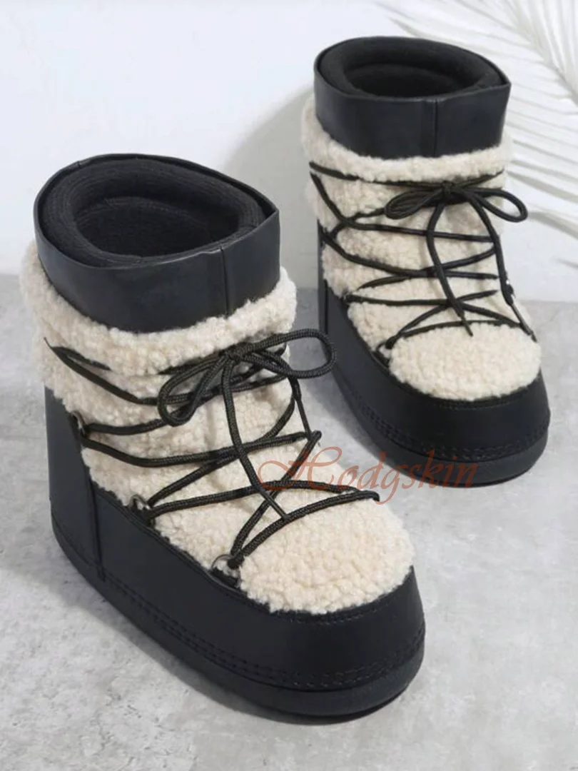 With Fur Moon Boots Basse Femme Women Faux Fur Boots Winter Fluffy
