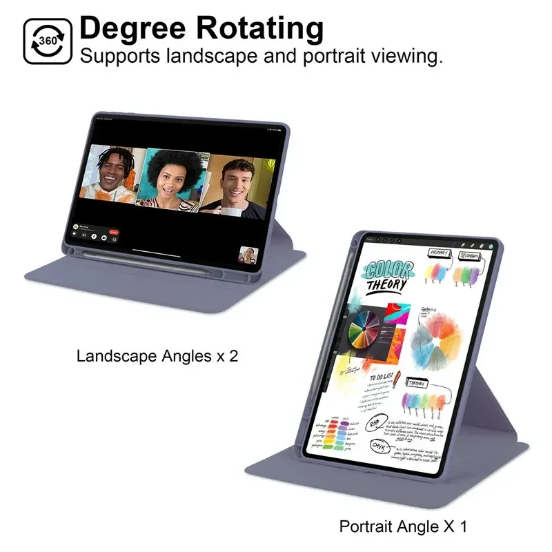Versatile 360° Rotating Leather Tablet Case with Pen Slot & Shockproof Protection