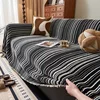 Simple Solid Color Sofa Cover Green Chenille Stripe Pattern One-Piece Sofa Towel Universal Sofa Covers Decor Living Room 5