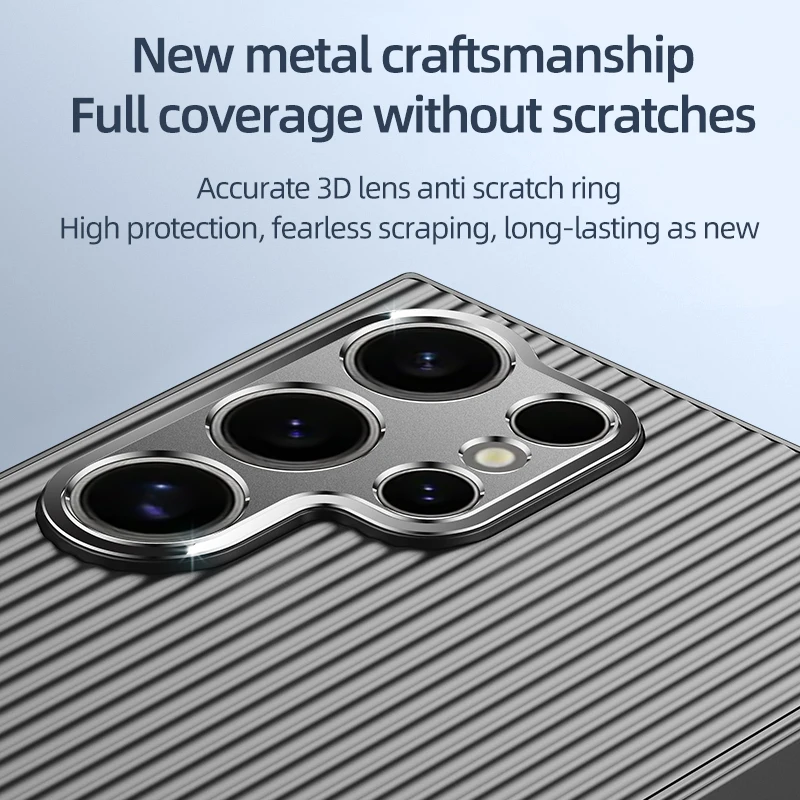 for Samsung Galaxy S24 S23 Plus Ultra Phone Case 3D Stripe Metal Cover Protect Camera Matte Soft Shell Anti-fall Non-Slip Fundas_voghion.com