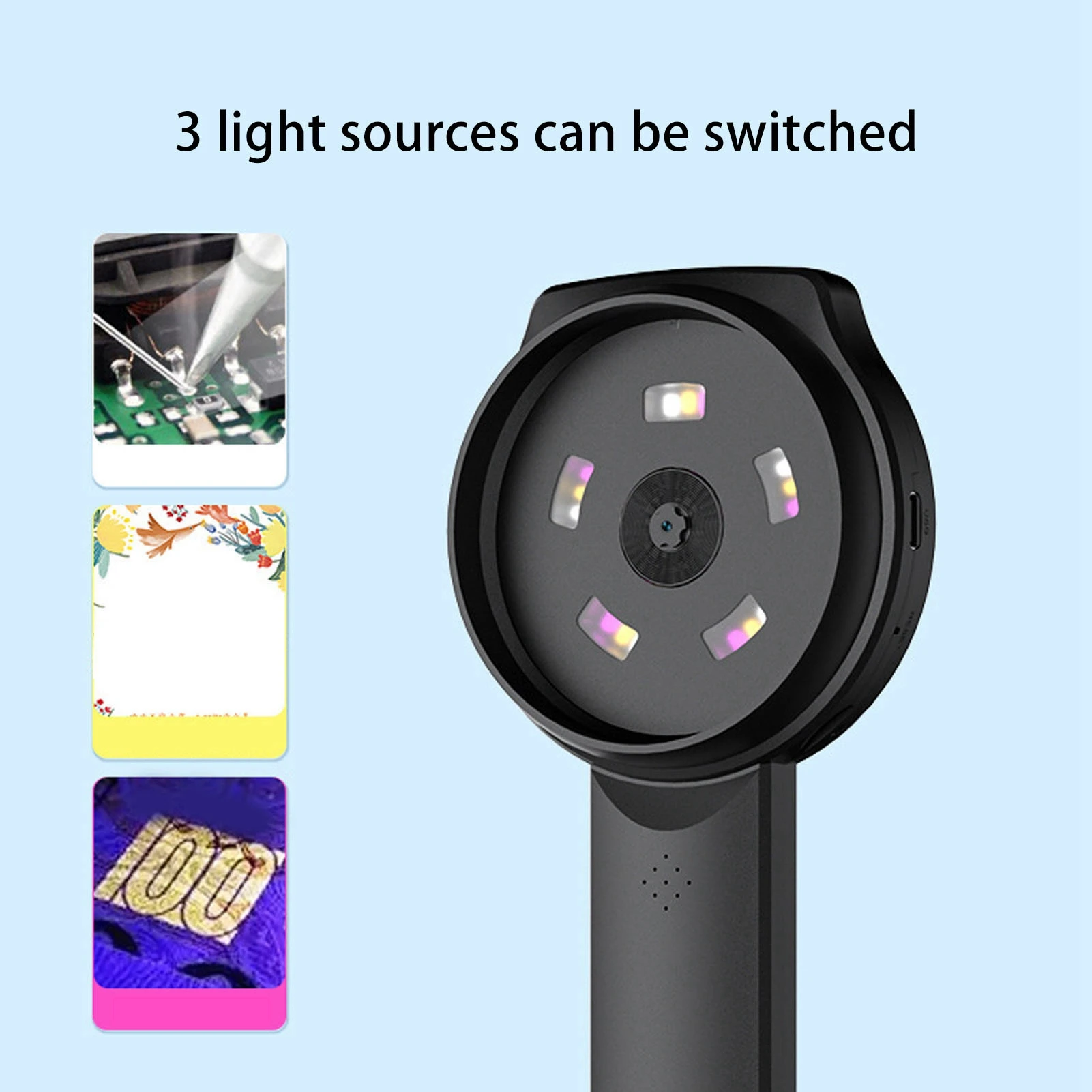 휴대용 디지털 돋보기 2.8인치 IPS 스크린 휴대용 2MP 1000X 확대경(조명 포함) 4개의 줌 버튼 12개 언어 지원