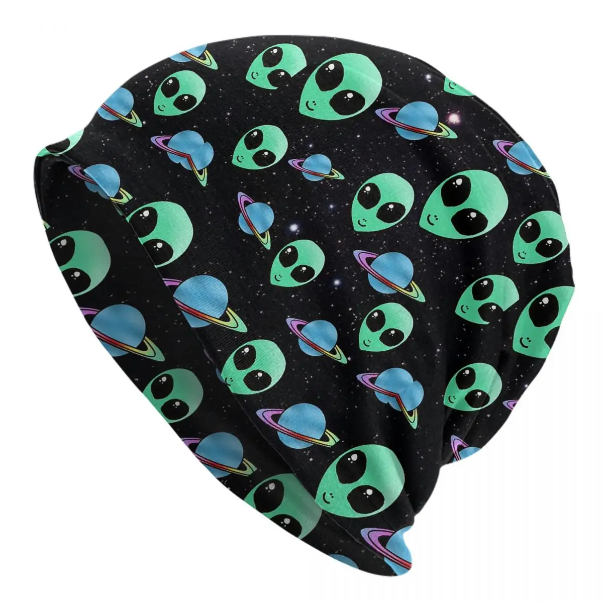 

Alien And UFO Pattern Skullies Beanies Hats Summer Unisex Street Cap Warm Dual-use Bonnet