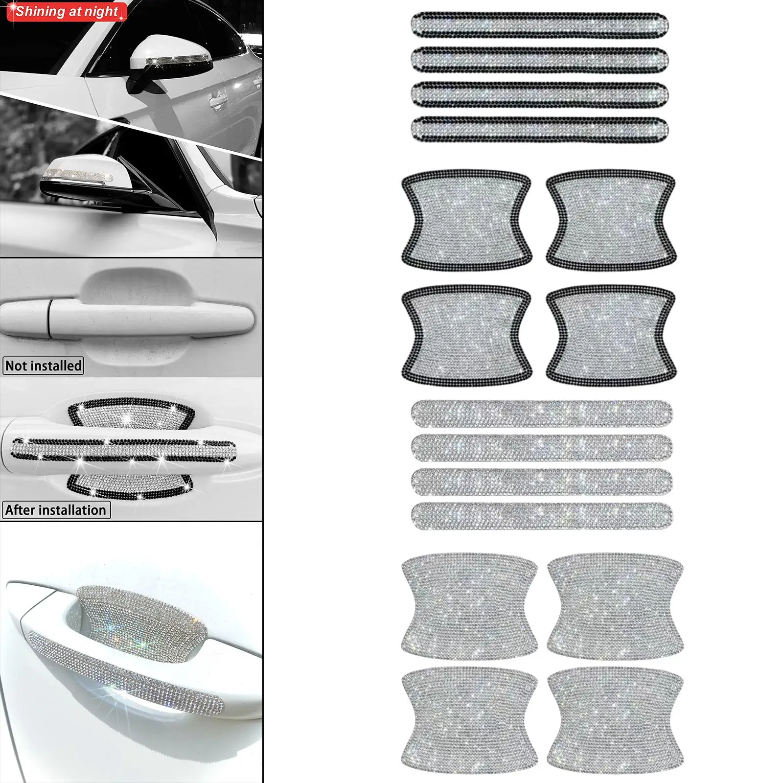 8Pieces Rhinestone Car Door Handle Stickers Scratch Resistant Glitter Door  Handle Protector Decals Fit for Trucks RV Decoration - AliExpress
