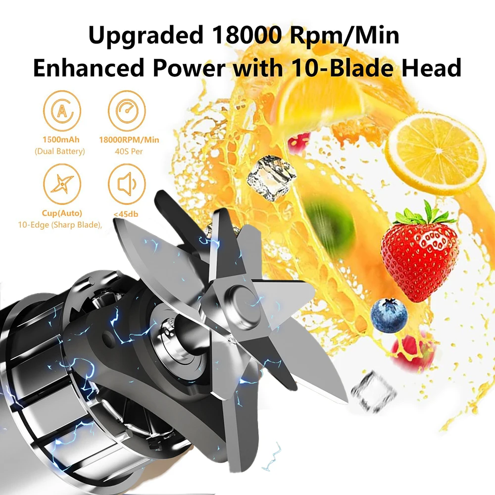 10 Blades Electric Juicer Portable Blender 350ML Fruit