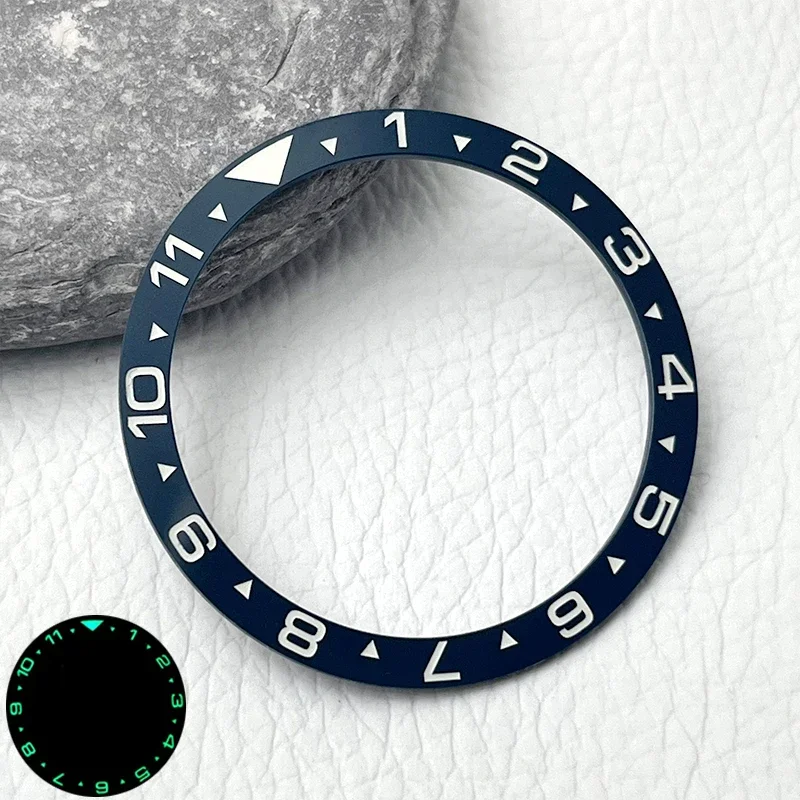 Enhanced 38mm Flat Super Luminous Ceramic Watch Bezel Insert