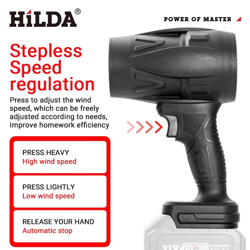 מאוורר נייד HILDA 1000W מפוח אוויר סטורם מהיר ללא צעדים מנקה אבק חשמלי נשק אוויר אכזבה עבור סוללת מקיטה