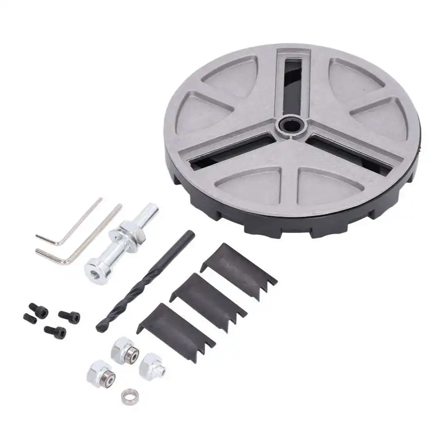 Description Picture 4 of itemwoodworking Adjustable Punching Saw Round Hole Opener Tools with Positioning Bit and 3 Tooth Blades wood saw